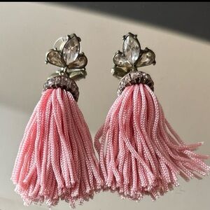 Light Pink Tassel Fringe Earrings Boho Statement Jewelry